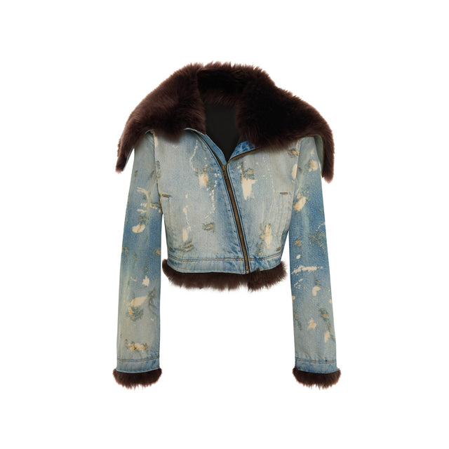 Distressed Cropped Denim Jacket