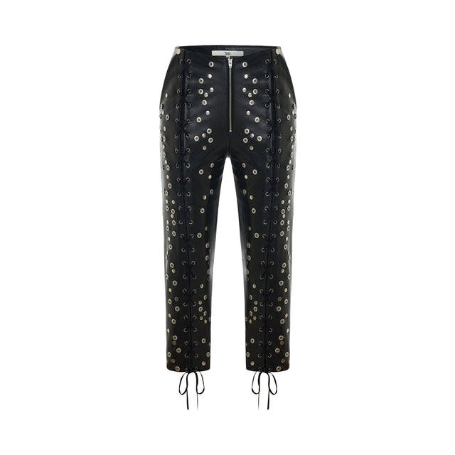 Studded Leather Capri Pants