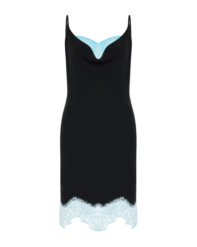 Cèleste Open-Back Mini Dress with Lace Hem