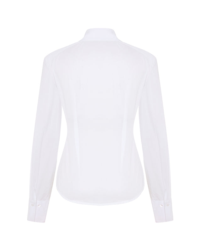 Icóne Blanche Tailored Cotton Shirt with Shoulder Pads