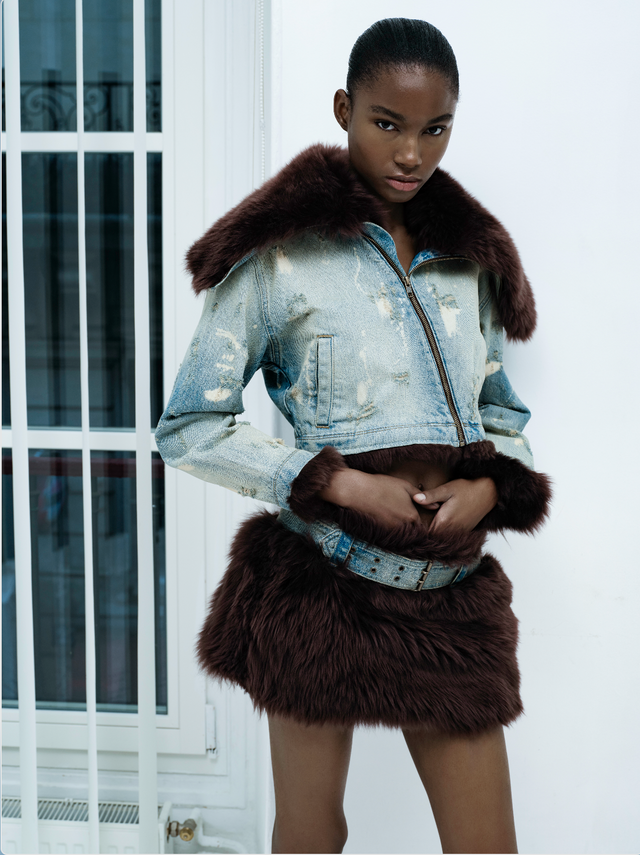 Distressed Cropped Denim Jacket