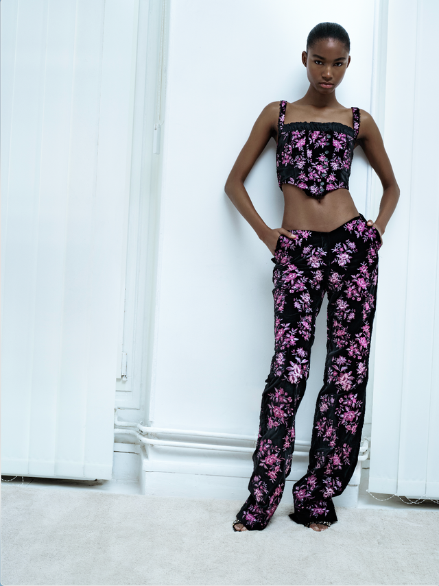 Flare Flocked Trousers