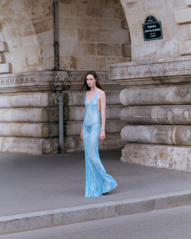 Éclats de Lune Embellished Lace Slip Gown