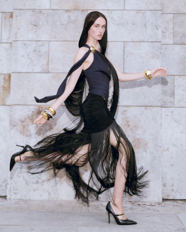 Mystique Silk Wrap Mini Skirt with Fringe Detail