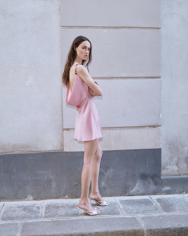 Silky Mini Dress With Stone Embellishment Cleopatra Dress