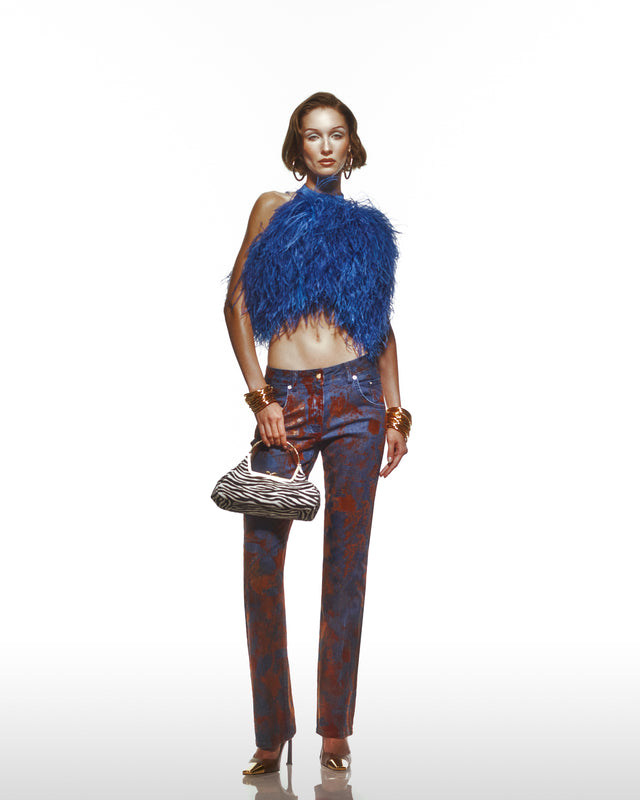 Denim Jeans With Flocked Foil Coating - Low Rise