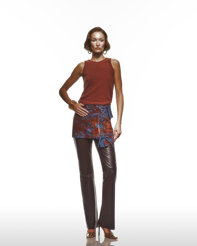 Denim Jeans With Flocked Foil Coating - Mini Skirt