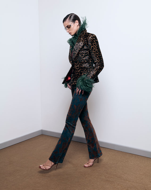 Denim Jeans With Flocked Foil Coating - Low Rise