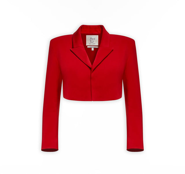 Woven Shoulder Padded Cropped Jacket