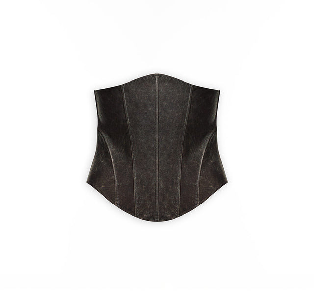 Distressed Effect Super Skinny Leather Corset