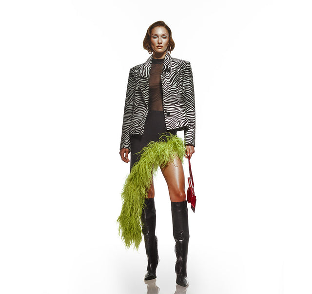 Zebra Print Pony Hair Blazer Jacket